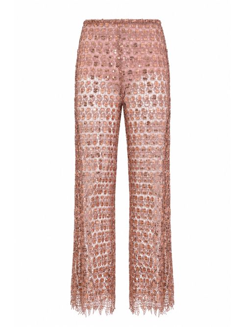 Pantalone in pizzo con paillettes HANITA | H.P1673.4648289.MOCHA MOUSSE